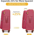 Softsied Suitcases 4 Piece Luggage, Polyester with Spinner Wheels and Lock, Suitable for Carrying Around and for Travel, Unisex, Rose Red
