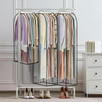 LANDNEOO 6 Pack Clear Garment Bags for Hanging Clothes with Zippers on Double Sides - 32&40&60" Long Suit Bags - 10'' Clothes Storage for Coat, Dress, and Fur in Closet