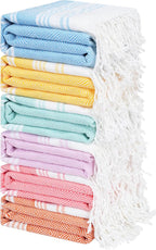 Genovega 6 Packs Oversized Turkish Beach Towel 74"x38" Thin Quick Dry Sand Free Pool Swim Towels Large XL Adult Clearance Blanket Travel Vacation Accessories Essentials Multi LightBlue Rhombus