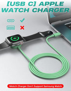 Amasuki 2Pack USB C for Watch Charger Magnetic Charger Wireless Portable Compatible with Watch Ultra2 Ultra Series 10/9/8/7/6/SE/SE2/5/4/3/2/1-[1m/Green]