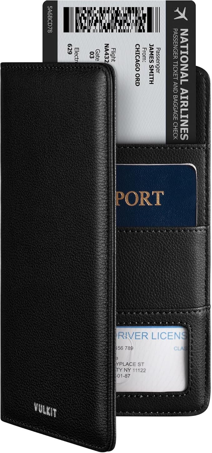 VULKIT Passport Holder Wallet RFID Blocking Travel Wallet for Men & Women
