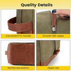 Vorspack Travel Toiletry Bag - Hanging Toiletry Bag for Men Water Resistant Canvas Shaving Bag with Large Capacity for Travel - Green