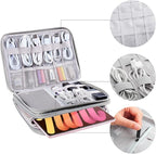 Electronics Organizer Travel Case Cord Cable Charger Organizer Bag Travel Accessories Essentials for Women Men Double Layers Tech Pouch with 5 Cable Ties for Phone Power Bank SD Card USB, Grey