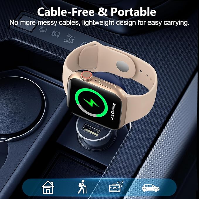 2025 Upgrade for Apple Watch Charger,Magnetic Portable iWatch Charger USB C&USB A Fast Wireless Charging Travel Battery Charger for iWatch Ultra2/Ultra/SE2/SE Series 10/9/8/7/6/5/4/3/2/1