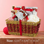 Mothers Day Gifts for Women, 21 Pcs Large Spa Basket Gift for Women, Red Rose Bath and Body Basket Gift, Skin Care, Home Spa Self Care, Bath Kit, Birthday, Christmas, Bridal Shower, Anniversary