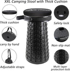 ALEVMOOM Upgraded Collapsible Stool with Cushion,600LBS Max Weight,18.1" Height Adjustable,Sturdy Portable Telescoping Stool,Folding Camping Stool for Outdoor Hiking Travel