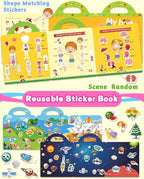 Walenced Reusable Sticker Book for Toddlers, Stickers for Kids, Toddler Sticker Book, Toddler Craft Activities, Toddler Travel Toys Boy Girl Birthday Gifts