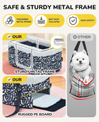 BurgeonNest Center Console Dog Car Seat for Small Dogs, Puppy Cat Car Seat Booster with Soft Cushion Safety Belt, Seats Safe & Cozy Metal Frame Armrest Dog Booster Pet Under 11 lbs (Graffiti)
