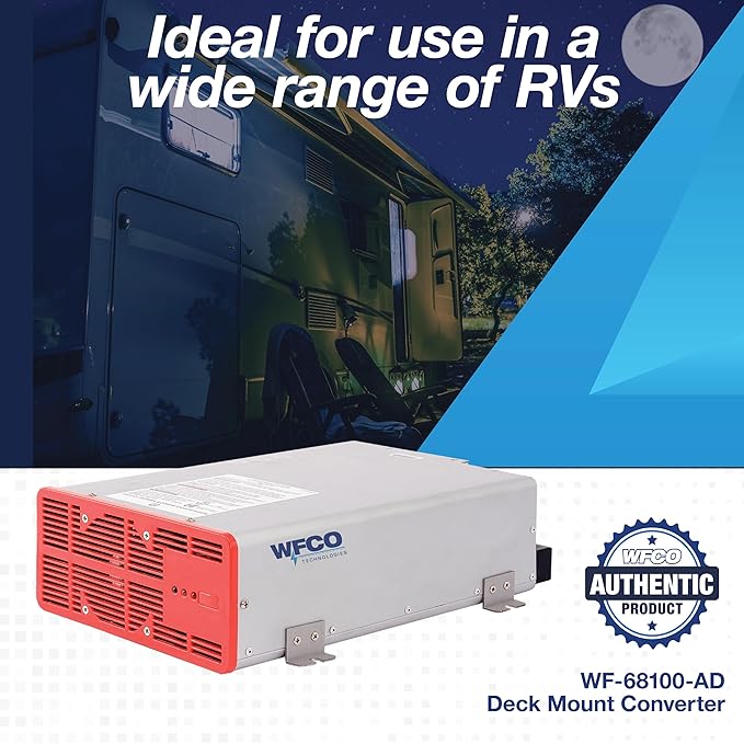 WFCO WF-68100A-AD WF-6800 Series Deck-Mount Converter Charger - 100 Amp , Gray