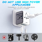 ISIX International Travel Adapter Universal Power Adapter Worldwide All in One 4 USB Perfect for European US, EU, UK, AUS,Asia 200+ Countries