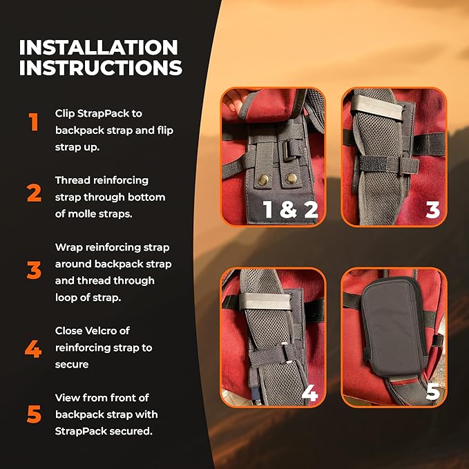 StrapPack Two Zipper Clip-On Pouch - Travel Wallet, Backpack Pouch, Passport Holder