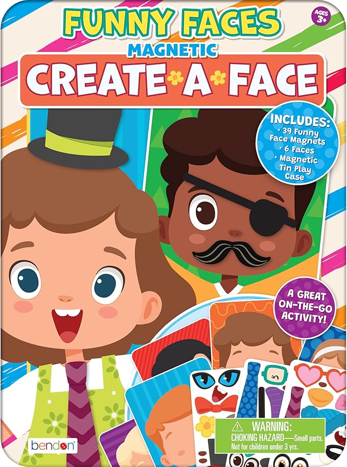 TS Shure by Bendon Create Funny Faces Magnetic Activity Tin with Illustrated Magnet Sheets and Playcard 50261