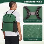HOLYLUCK Men & Women Outdoor Sport Gym Sack Waterproof Drawstring Backpack Bag (Standard with drawstring, Dark Green)