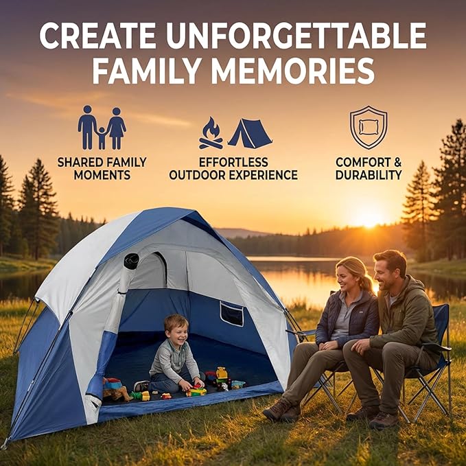 XL 1/2/3/4 Person Dome Camping Tent,Tents for Camping,Tents for Camping Waterproof,Double Layer Waterproof, Removable Rain Fly, for Outdoor Hiking, Fishing