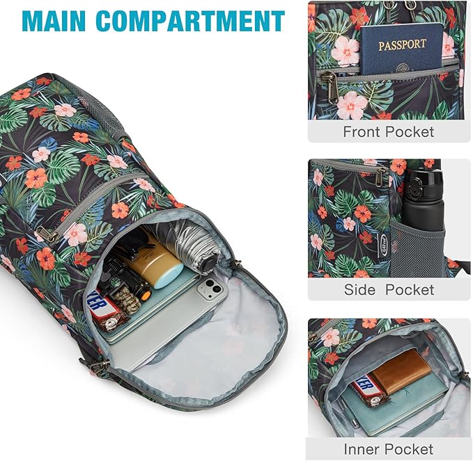 G4Free Lightweight Packable Hiking Backpack for Men Women Small Hiking Daypacks Foldable Shoulder Pack Casual Outdoor Bag