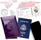Chrome Passport Cover Vaccine Card Holder Combo, Passport Holder with Vaccine Card Slot (Purple)