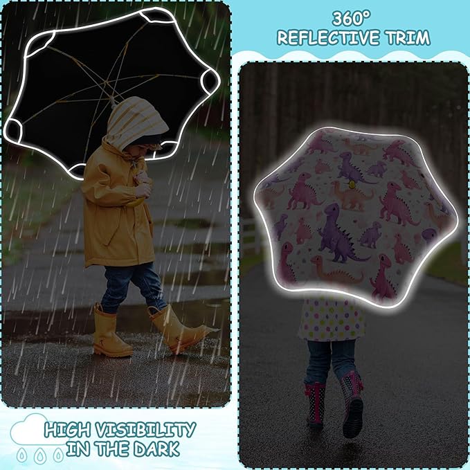 ALAZA Cute Dino Dinosaur Kids Umbrella for Girls Boys Toddler Children Rain & Sun Umbrella