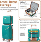 Hard Shell Luggage Sets 4 Piece with 360 Spinner Wheels,Lightweight Suitcase Set with TSA Lock,Travel Luggage Set with Telescoping Handle,Light and Strong,Easy to Clean (Coral+Green)