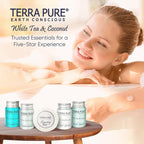 Terra Pure White Tea & Coconut Toiletries Set | 1-Shoppe Amenities Kit | 1oz Shampoo & Conditioner, Body Wash, Lotion, 1.25oz Bar Soap | Travel Size | 300 Pieces