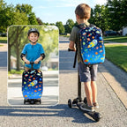 smilesun 4-in-1 Detachable Scooter Luggage for Kids & Teens, Foldable Hardside Ride On Suitcase with Wheels, Stylish and Safe Design(Navy)