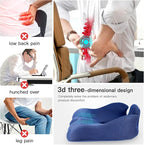 Benazcap X Large Memory Seat Cushion for Office Chair Sciatica & Back Pain Relief Memory Foam Firm Coccyx Pad for Car, Wheelchair, Gaming Chair and Desk Chair, Blue