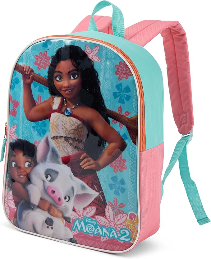 Disney Moana Backpack for Kids - Cute & Durable Kids Backpack for Girls with Padded Straps & Zip Compartment - Ideal Toddler Bookbag for School & Travel - 15”