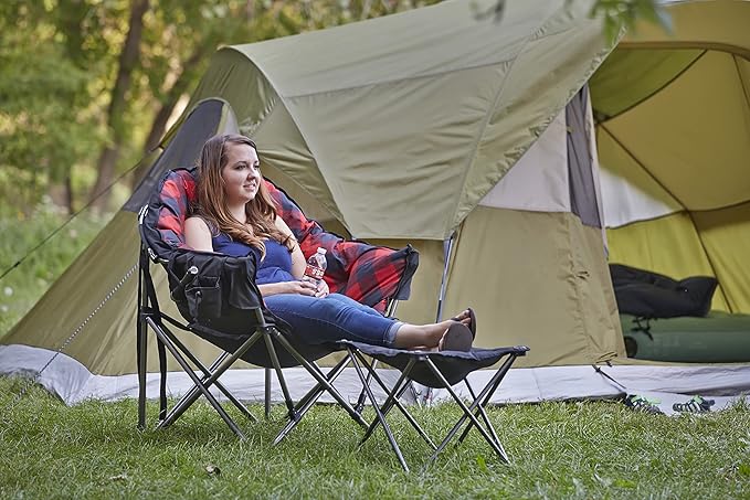 Guide Gear Camping Chair Foot Stool, Folding, Collapsible, Portable Footrest Black