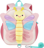 GAGAKU Kids Backpack with Leash for Girls Age 2-4, Cute 3D Butterfly Preschool Backpack, Lightweight Nylon Toddler Backpack for Kindergarten Travel School