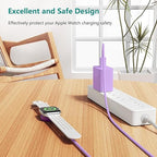 Upgraded Apple Watch Charger, Magnetic Fast Charger, USB C Charger Block Plug Adapter with 6FT iWatch Portable Wireless Fast Charging Cable Cord for iWatch Series Ultra/9/8/7/6/SE/SE2/5/4/3 Purple