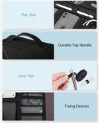 BAGSMART Cable Organizer Bag, Travel Electronics Organizer with Adjustable Divider, Tech Bag Carrying Case, Storage Bag Sturdy Tool Case with Handle for Cellphone Cord Electronics Accessories, Black