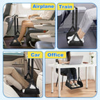 Airplane Foot Hammock for Plane Travel, Detachable Bamboo Airplane Foot Rest for Long Flight, Desk Foot Hammock Travel Essentials with Extended Adjustable Strap to Relax Your Feet - 2 Pack