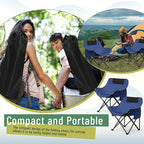 2 Pack Compact Camping Chairs Portable Folding for Outside with Carry Bag Lightweight Moon Chairs for Travel Picnic Hiking Beach Fishing, 600D Oxford, Supports 330lbs(Blue)