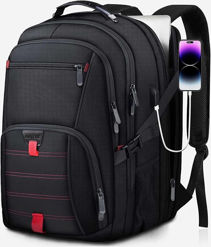 ANTERK Extra Large Backpack, 18.4 Inch Travel Laptop Backpacks for Men Women, 55L Anti Theft Water Resistant College Bussiness TSA Airline Approved Work Computer Backpack, Black