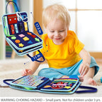 Esjay Toddler Busy Board Montessori Toys for Boys, Sensory Book Educational Activities for Learning Fine Motor Skills, Birthday Gifts for Boys Toddlers, Travel Toys for Airplane Car, Blue Dinosaur