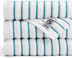 Black & White Brands Brazilian Beach/Pool/Bath Towel - Ultimate Absorbent Luxury XL 36x70 100% Cotton Wave (4 Towels, Turquoise Poly Stripe)
