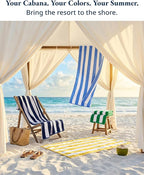 LANE LINEN Beach Towels 4 Pack - 520 GSM 100% Cotton Pool Towel for Adults – 30"x60" Beach Towels Oversized, Thick & Highly Absorbent - Super Soft & Quick Dry Cabana Stripe Large Towel Set - Suncrest