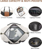 Women Weekender Travel Duffle Bag: Travel Duffel Overnight Bags with Shoe Compartment Large Carry on Tote with Toiletry Bag Weekend Traveling Yoga Gym Hospital Bag for Women with Wet Pocket