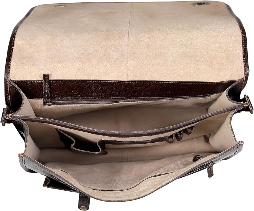 Leather Farm Messenger Bag for Men & Women 16 Inch – Premium Vintage Handmade Laptop Briefcase Satchel, Mens Shoulder Crossbody, Genuine Leather Computer Bag with Adjustable Strap Brown