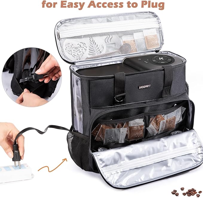 BAGSPRITE Travel Coffee Maker Carrying Case for Keurig K-Mini Plus & K-Slim – Portable Single Serve Coffee Machine Storage Bag with Accessories Space, Coffe e Maker Travel Bag