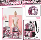 Kids Luggage with Spinner Wheels 5 Piece Carry on Suitcases for Girls Backpack with Lunch Box Pencil Case 16" Toddler Suitcase Set Airline Approved (Pink Leopard)