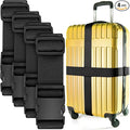 Luggage Straps for Suitcases - TSA Approved - Black, 4 PK - Premium Nylon Belts for Suitcase, Briefcase & Travel Bag - Adjustable Strap Length 46" - 78"