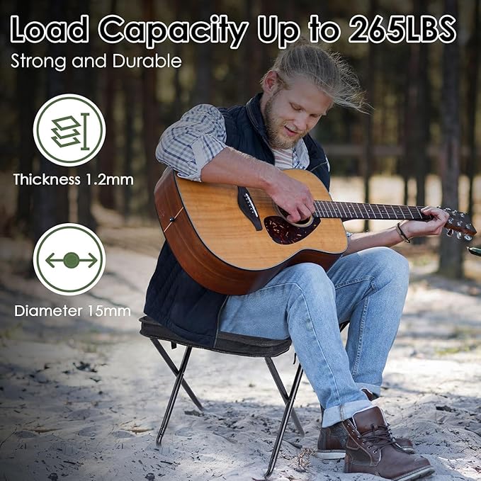 Portable Folding Stool Chair – Lightweight Compact Camping Stool with Carry Bag, Heavy Duty 265 lbs, Pocket Chair for Hiking, Backpacking & Travel