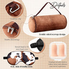 HunnmingRe 5 Pcs Travel Pillow and Blanket Set, 5 in 1 Travel Airplane Compact Includes 40 x 60 Inch Throw Blanket Eye Mask Neck Pillow Earplug and Bag Gifts for Travelers Women(Cow Print,Brown)