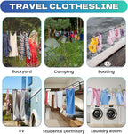 2 Pack Portable Travel Clothesline with 12 Clothespins, Retractable Camping Clothesline for Indoor & Outdoor, Elastic Clothes Line for RV/Cruise/Camper/Hotel/Laundry Room (Multicolor)