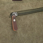 Vintage Genuine Leather Waxed Canvas Briefcase Large Satchel Shoulder Bag Rugged Computer 15.6" Laptop Bag
