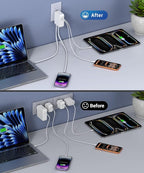 Retractable USB C Charger Wall Plug with Type C Cables Cords,65W Fast Charging Foldable Block Multi Charger,Travel Essentials Brick Multiport for Mac Book Pro/Air,iPhone 17/16/15/14,iPad,Galaxy(1Pack)