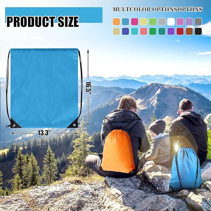 Grneric 60 Pieces Drawstring Backpack Bulk Cinch Sackpack Ployster Drawstring Bags for Gym Party Trip(20 Colors)