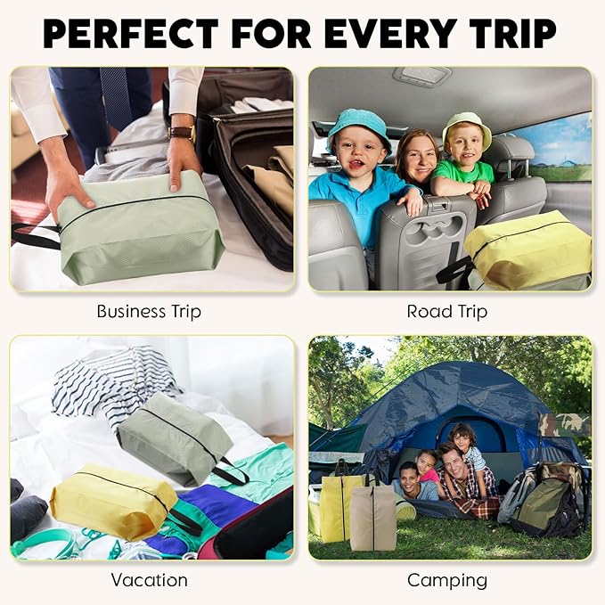 6 Pcs Travel Shoe Bags with Zipper Nylon Portable Waterproof Suitcase Shoe Organizer Packing for Golf(L,Yellow)