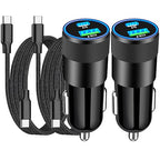 [Apple MFi Certified] iPhone 17 Car Charger Fast Charging, Braveridge 2Pack 75W USB-C PD&QC Power Cigarette Lighter + Type-C Braided Cable for iPhone 17/17 Air/17 Pro/17 Pro Max/16 Pro/15/Galaxy/Pixel