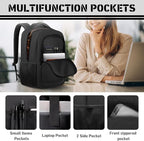 Travel Backpack, Extra Large 45L Travel Backpack for Men & Women, Expandable Laptop Bag, Water Resistant Computer Backpack Fits 18.4 Inch Laptop, Lightweight Daypack for Flight, Black